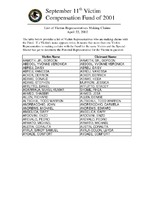 September 11 th Victim Compensation Fund of 2001
